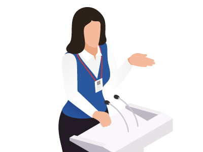 説明するスタッフ